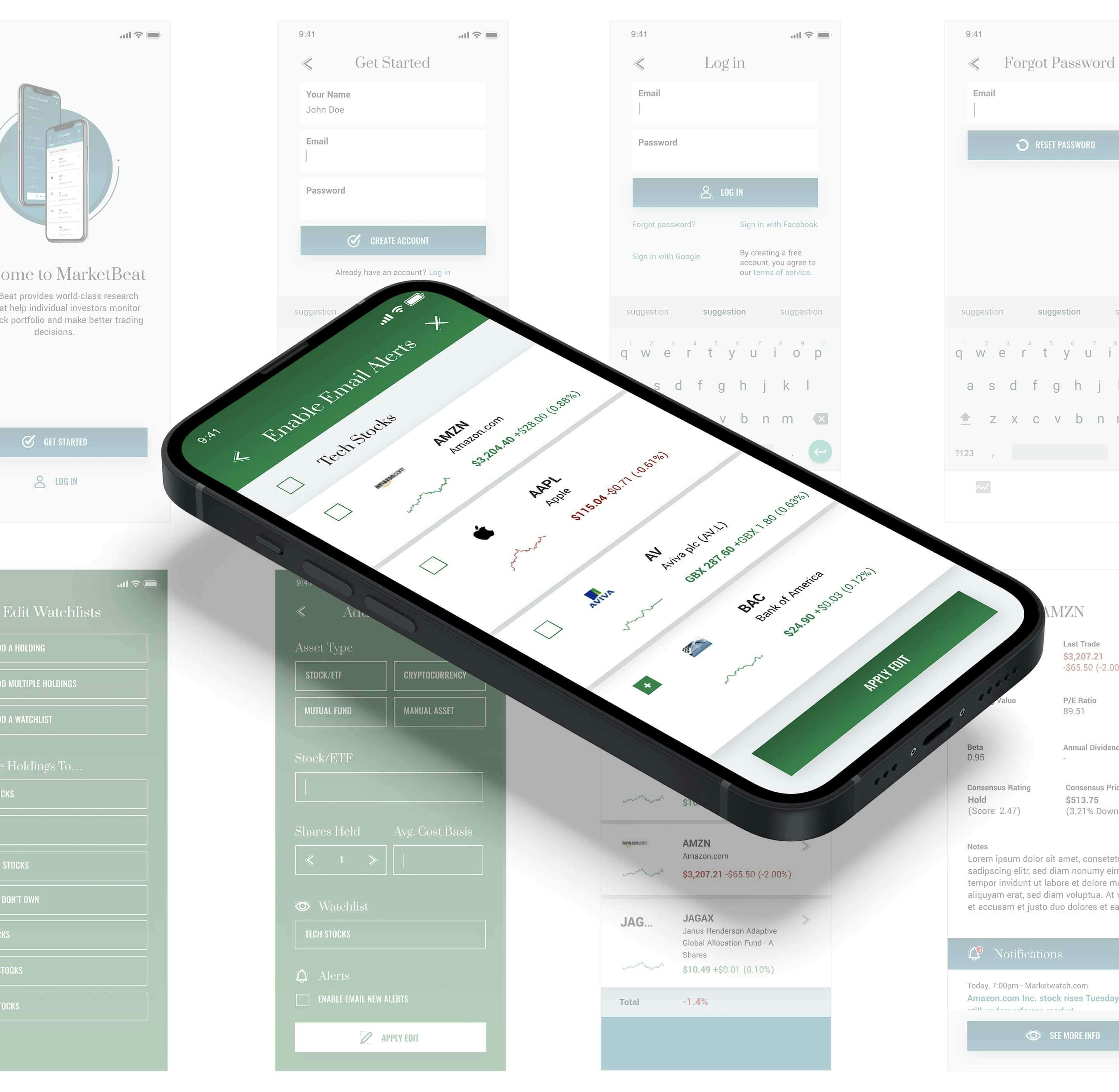 Marketbeat app design mobile