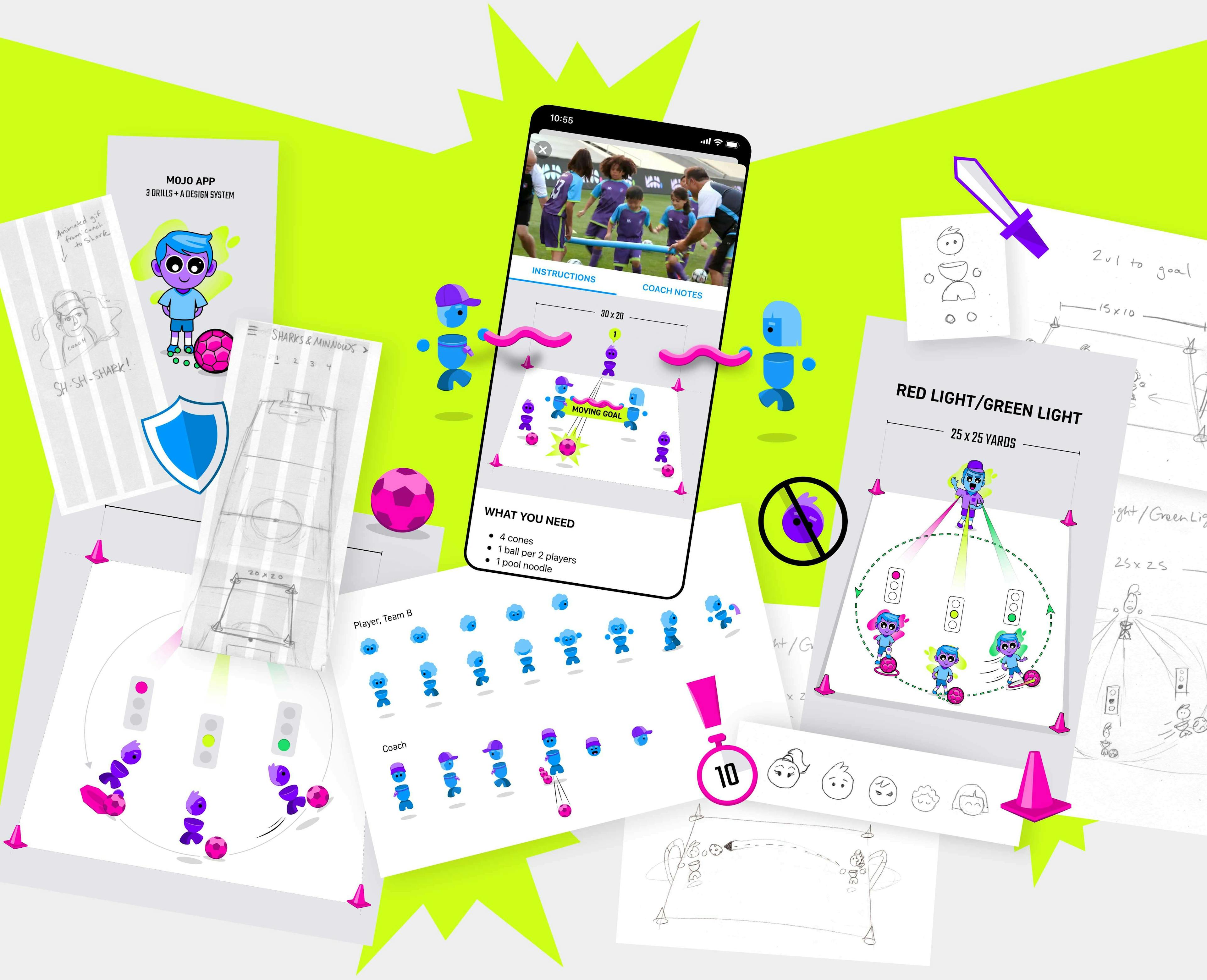 Mojo sport app process sketches desktop